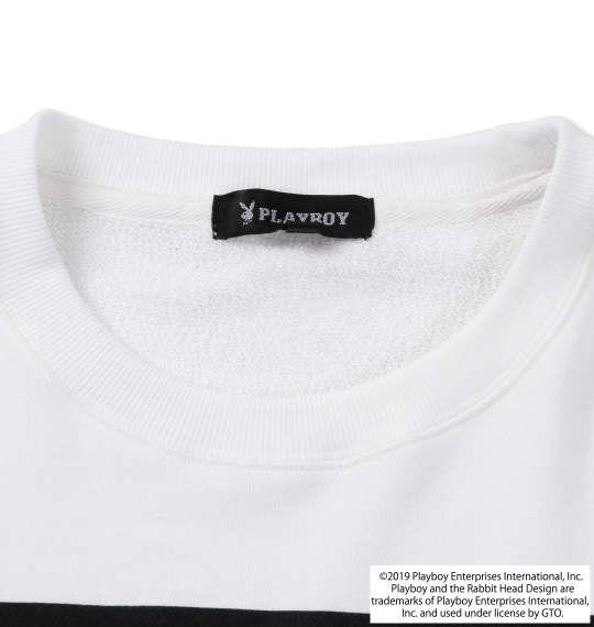 大きいサイズ メンズ PLAYBOY 裏毛 プリント クルーネック スウェット オフホワイト 1178-9601-1 3L 4L 5L 6L