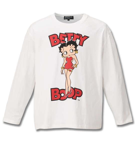 大きいサイズ メンズ BETTY BOOP 天竺 プリント 長袖 Tシャツ オフホワイト 1178-9650-1 3L 4L 5L 6L