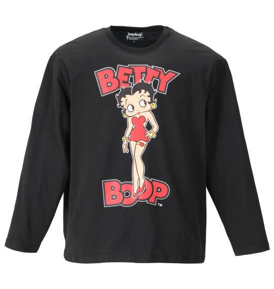 大きいサイズ メンズ BETTY BOOP 天竺 プリント 長袖 Tシャツ ブラック 1178-9650-2 3L 4L 5L 6L