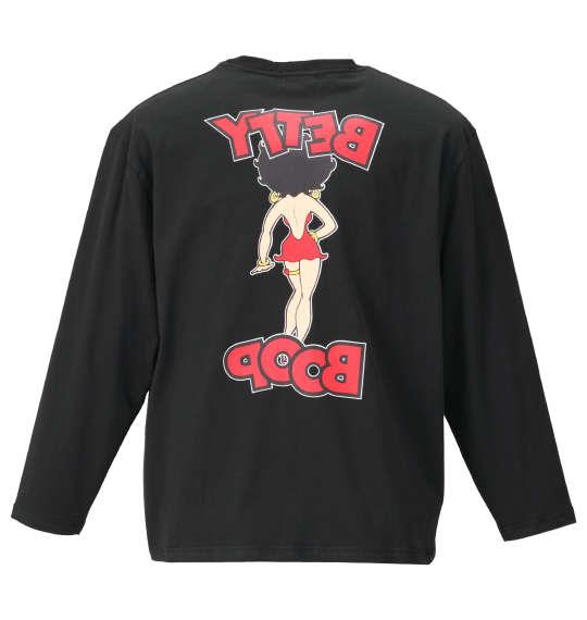 大きいサイズ メンズ BETTY BOOP 天竺 プリント 長袖 Tシャツ ブラック 1178-9650-2 3L 4L 5L 6L