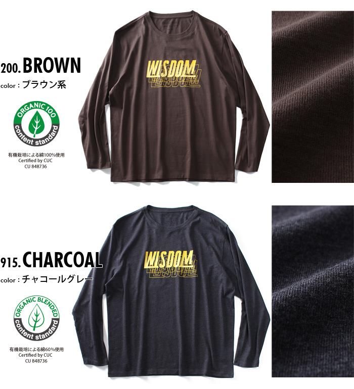 大きいサイズ メンズ DANIEL DODD オーガニックコットン プリント ロング Tシャツ WISDOM azt-190413