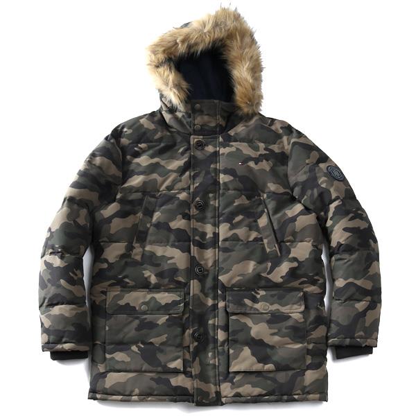 大きいサイズ メンズ TOMMY HILFIGER トミーヒルフィガー 中綿入り ロング コート ジャケット フード付き LONG FUR JACKE USA直輸入 159ap468