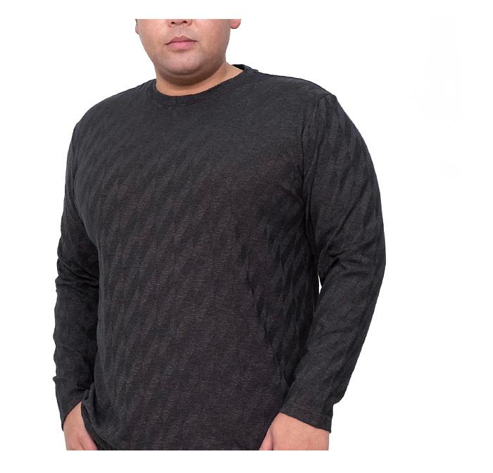 【WEB限定価格】大きいサイズ メンズ DANIEL DODD ジャガード デザイン ロング Tシャツ azt-200136