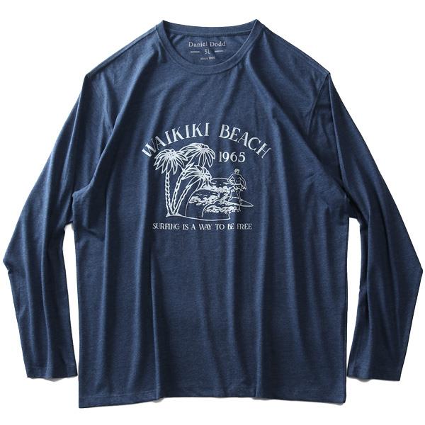 【WEB限定価格】大きいサイズ メンズ DANIEL DODD オーガニックコットン プリント ロング Tシャツ WAIKIKI BEACH azt-200107