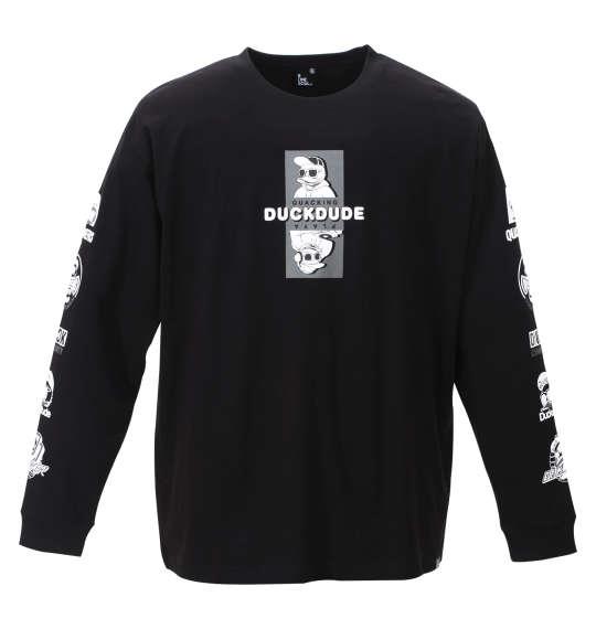 大きいサイズ メンズ b-one-soul DUCK DUDE 長袖 Tシャツ ブラック 1258-0110-2 3L 4L 5L 6L