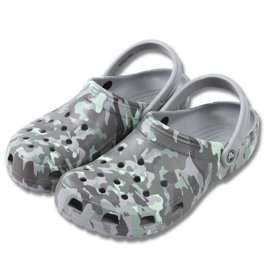 大きいサイズ メンズ crocs サンダル クラシック プリンテッドカモ クロッグ ライトグレー × ネオミント 1240-0231-1 M11 M12 M13