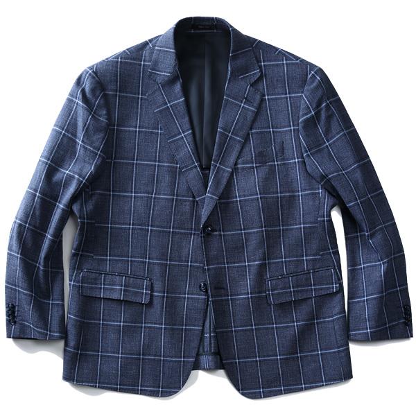 【WEB限定価格】大きいサイズ メンズ SARTORIA BELLINI コットン & リネン ストレッチ ウィンドペン チェック柄 2ツ釦 テーラード ジャケット azj32s20023