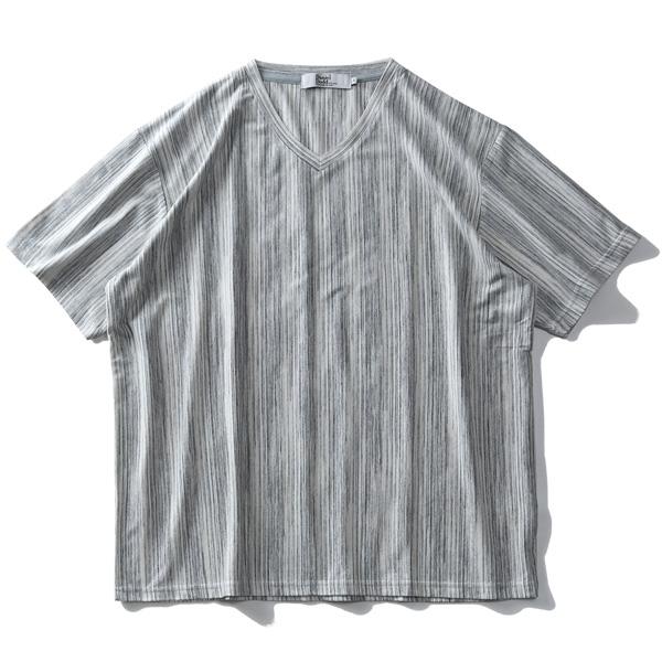 【WEB限定価格】大きいサイズ メンズ DANIEL DODD 杢系 ランダム ストライプ Vネック 半袖 Tシャツ azt-200279