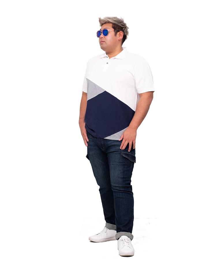 【WEB限定価格】大きいサイズ メンズ DANIEL DODD ブロッキング 切替 鹿の子 半袖 ポロシャツ azpr-200275