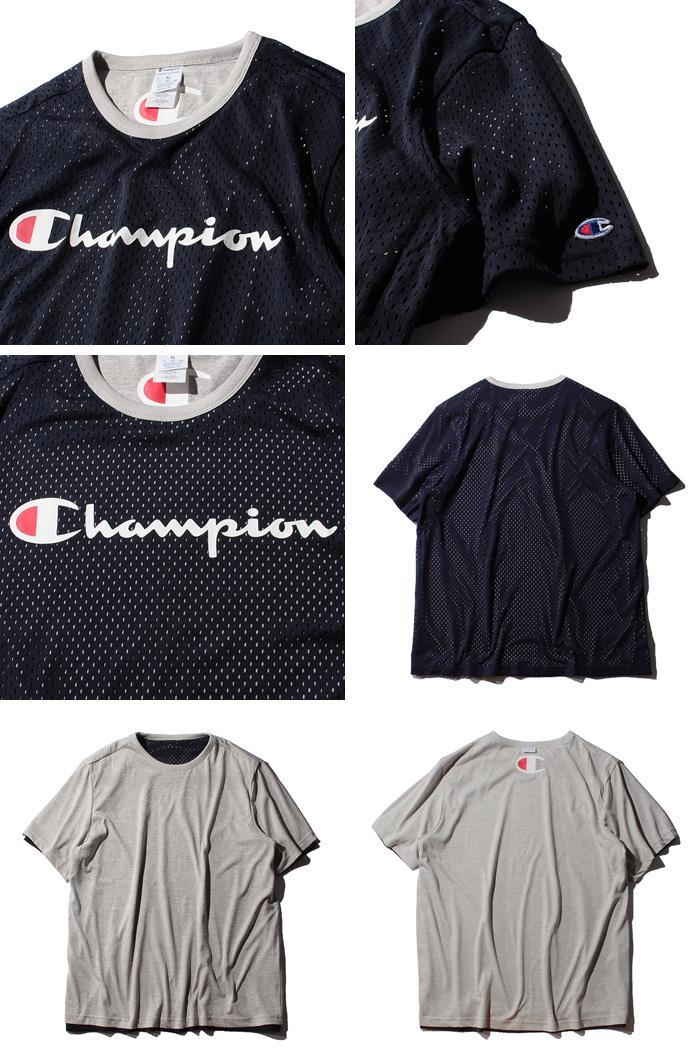 【WEB限定価格】ブランドセール 大きいサイズ メンズ Champion チャンピオン リバーシブル ロゴ プリント メッシュ 半袖 Tシャツ USA直輸入 t4504