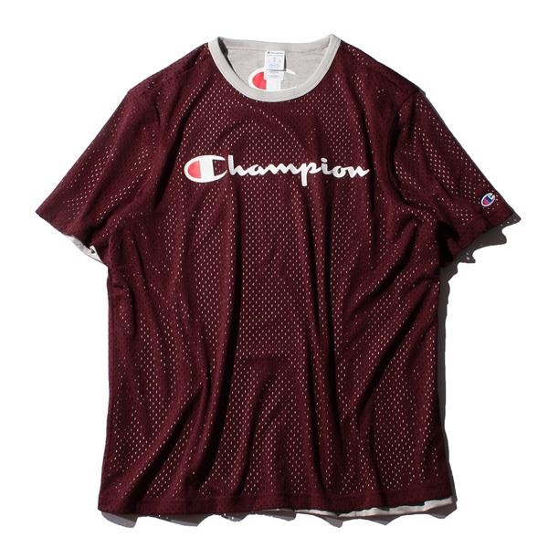 【WEB限定価格】ブランドセール 大きいサイズ メンズ Champion チャンピオン リバーシブル ロゴ プリント メッシュ 半袖 Tシャツ  USA直輸入 t4504
