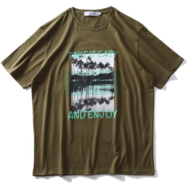 【WEB限定価格】大きいサイズ メンズ DANIEL DODD フォト プリント ストレッチ 半袖 Tシャツ TAKE IT EASY azt-200292