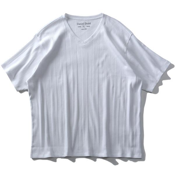 【WEB限定価格】大きいサイズ メンズ DANIEL DODD リブ Vネック 半袖 Tシャツ オーガニックコットン azt-200270 緊急セール