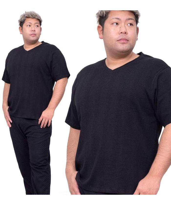 【WEB限定価格】大きいサイズ メンズ DANIEL DODD リブ Vネック 半袖 Tシャツ オーガニックコットン azt-200270 緊急セール