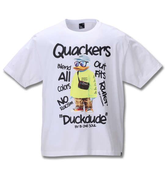 大きいサイズ メンズ b-one-soul DUCK DUDE スワッグダック 半袖 Tシャツ ホワイト 1258-0513-1 3L 4L 5L 6L