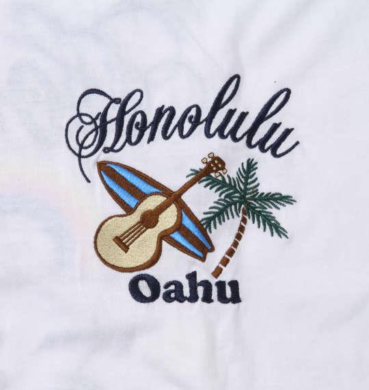 大きいサイズ メンズ SHELTY リゾート 刺繍 半袖 Tシャツ オフホワイト 1268-0230-1 3L 4L 5L 6L 8L