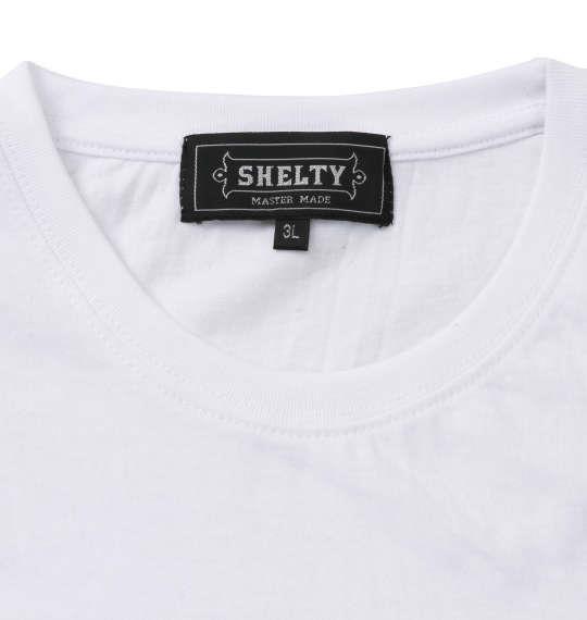 大きいサイズ メンズ SHELTY BOX 刺繍 半袖 Tシャツ オフホワイト 1268-0231-1 3L 4L 5L 6L 8L