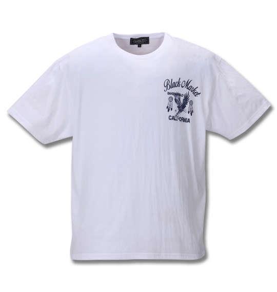 大きいサイズ メンズ SHELTY チェーン 刺繍 プリント 半袖 Tシャツ オフホワイト 1268-0232-1 3L 4L 5L 6L 8L