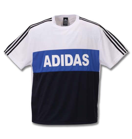 大きいサイズ メンズ adidas 切替 半袖 Tシャツ ホワイト × ネイビー 1278-0110-1 3XO 4XO 5XO 6XO 7XO 8XO