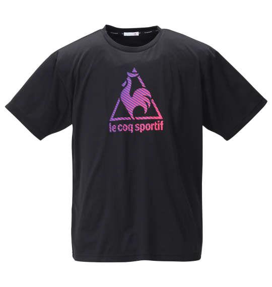 大きいサイズ メンズ LE COQ SPORTIF サンスクリーン ピンメッシュ 半袖 Tシャツ ブラック 1278-0230-2 2L 3L 4L 5L 6L