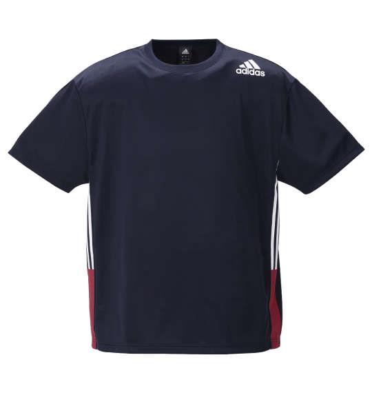 大きいサイズ メンズ adidas メッシュプリント 半袖 Tシャツ ネイビー 1278-0276-1 3XO 4XO 5XO 6XO 7XO 8XO