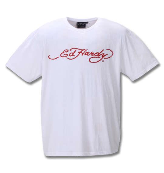 大きいサイズ メンズ Ed Hardy プリント 半袖 Tシャツ オフホワイト 1278-0525-1 3L 4L 5L 6L 8L