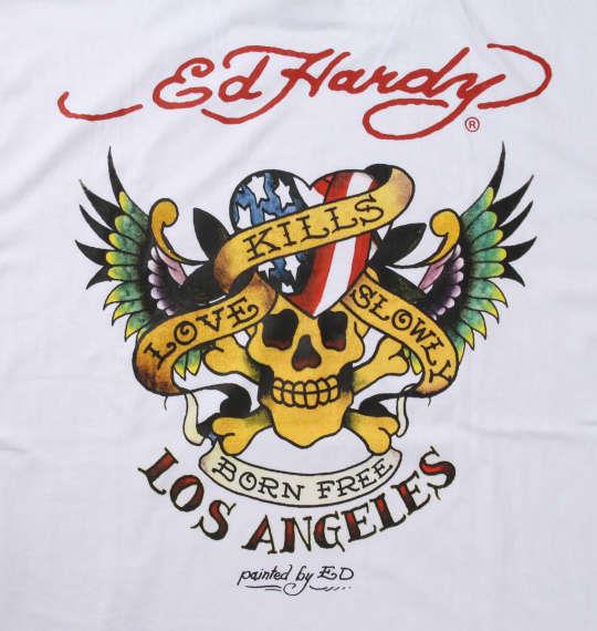 大きいサイズ メンズ Ed Hardy プリント 半袖 Tシャツ オフホワイト 1278-0525-1 3L 4L 5L 6L 8L