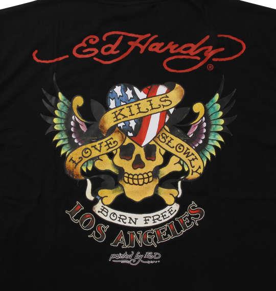 大きいサイズ メンズ Ed Hardy プリント 半袖 Tシャツ ブラック 1278-0525-2 3L 4L 5L 6L 8L