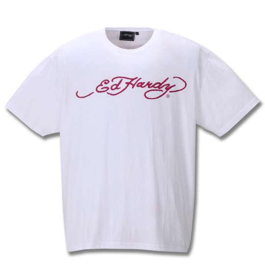 大きいサイズ メンズ Ed Hardy プリント 半袖 Tシャツ オフホワイト 1278-0526-1 3L 4L 5L 6L