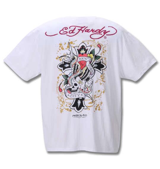 大きいサイズ メンズ Ed Hardy プリント 半袖 Tシャツ オフホワイト 1278-0526-1 3L 4L 5L 6L