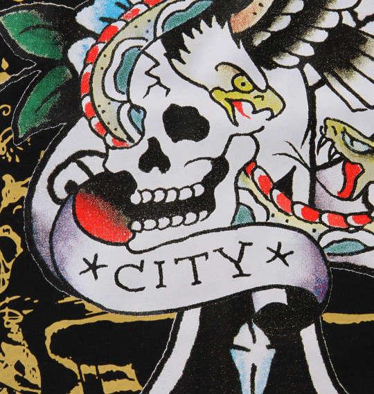 大きいサイズ メンズ Ed Hardy プリント 半袖 Tシャツ ブラック 1278-0526-2 3L 4L 5L 6L