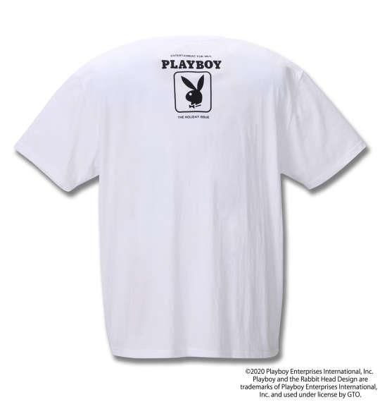 大きいサイズ メンズ PLAYBOY プリント 半袖 Tシャツ オフホワイト 1278-0555-1 3L 4L 5L 6L 8L