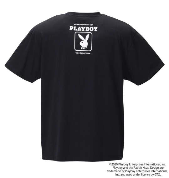 大きいサイズ メンズ PLAYBOY プリント 半袖 Tシャツ ブラック 1278-0555-2 3L 4L 5L 6L 8L