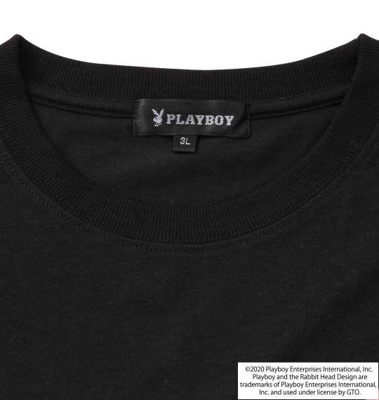 大きいサイズ メンズ PLAYBOY プリント 半袖 Tシャツ ブラック 1278-0555-2 3L 4L 5L 6L 8L