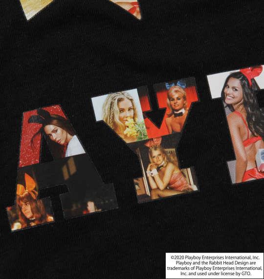 大きいサイズ メンズ PLAYBOY プリント 半袖 Tシャツ ブラック 1278-0555-2 3L 4L 5L 6L 8L