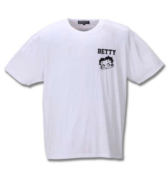 大きいサイズ メンズ BETTY BOOP 刺繍 プリント 半袖 Tシャツ オフホワイト 1278-0560-1 3L 4L 5L 6L 8L
