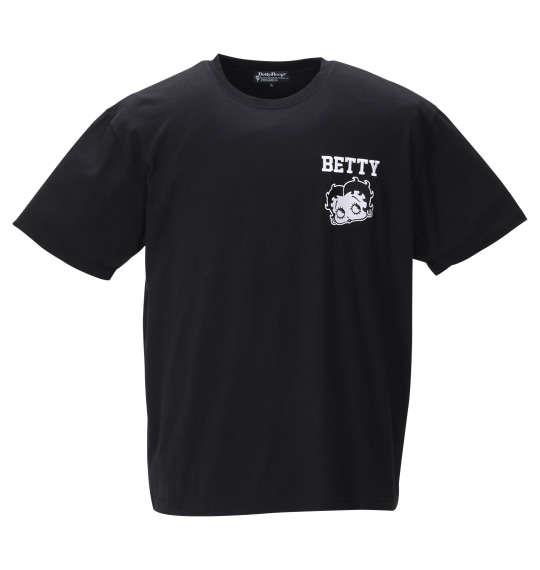 大きいサイズ メンズ BETTY BOOP 刺繍 プリント 半袖 Tシャツ ブラック 1278-0560-2 3L 4L 5L 6L 8L
