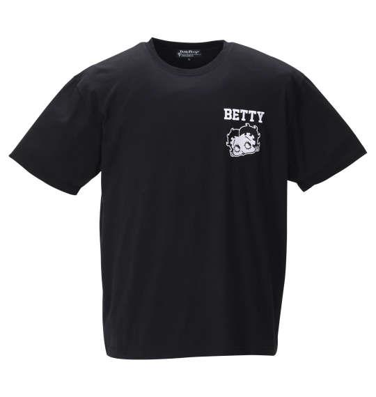 大きいサイズ メンズ BETTY BOOP 刺繍 プリント 半袖 Tシャツ ブラック 1278-0560-2 3L 4L 5L 6L 8L