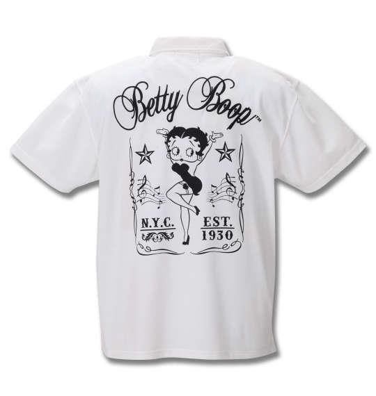 大きいサイズ メンズ BETTY BOOP 鹿の子 刺繍 プリント 半袖 ポロシャツ オフホワイト 1278-0562-1 3L 4L 5L 6L 8L