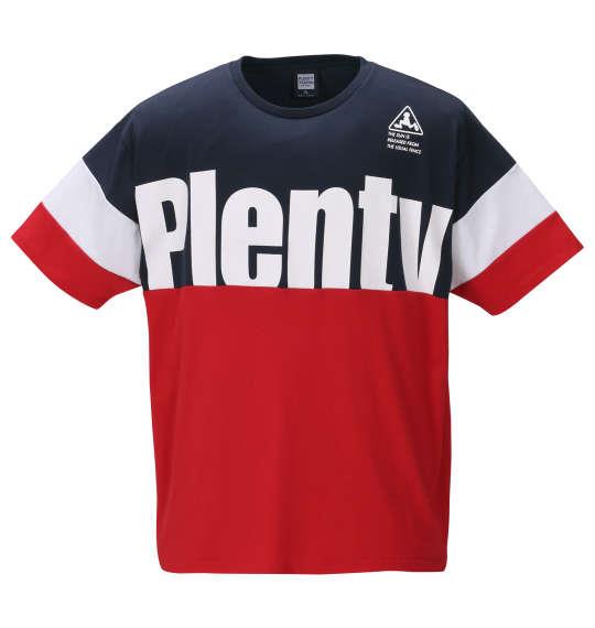 大きいサイズ メンズ PLENTY TOUGH SPORT 切替 半袖 Tシャツ ネイビー × レッド 1278-0500-1 3L 4L 5L 6L