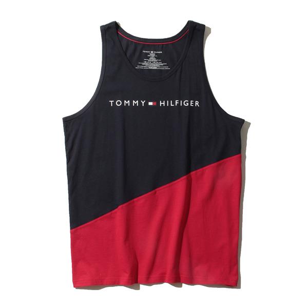 【WEB限定価格】ブランドセール 大きいサイズ メンズ TOMMY HILFIGER トミーヒルフィガー ロゴプリント 切替 タンクトップ USA直輸入 09t3545