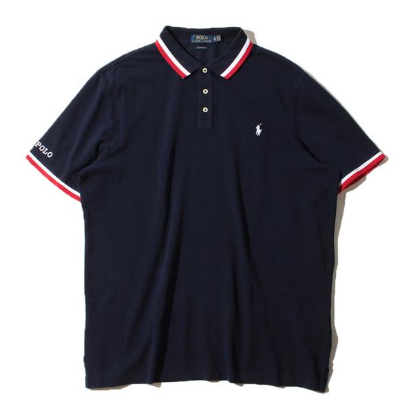 【WEB限定価格】ブランドセール 大きいサイズ メンズ POLO RALPH LAUREN ポロ ラルフローレン ライン入 鹿の子 半袖 ポロシャツ USA直輸入 710784001