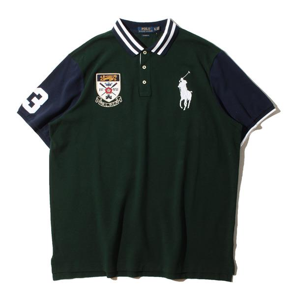 【WEB限定価格】ブランドセール 大きいサイズ メンズ POLO RALPH LAUREN ポロ ラルフローレン ビッグロゴ刺繍 鹿の子 半袖 デザイン ポロシャツ USA直輸入 710790217