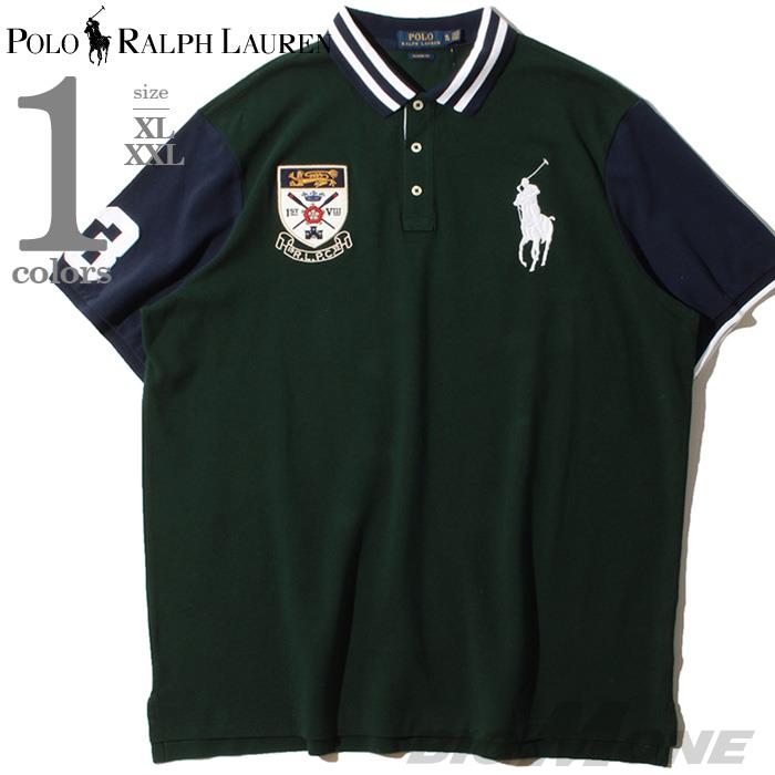 【WEB限定価格】ブランドセール 大きいサイズ メンズ POLO RALPH LAUREN ポロ ラルフローレン ビッグロゴ刺繍 鹿の子 半袖 デザイン ポロシャツ USA直輸入 710790217