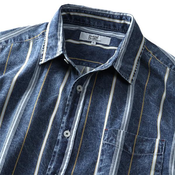 【WEB限定価格】シャツ割 大きいサイズ メンズ DANIEL DODD 半袖 インディゴ ストライプ柄 レギュラー シャツ 916-200227