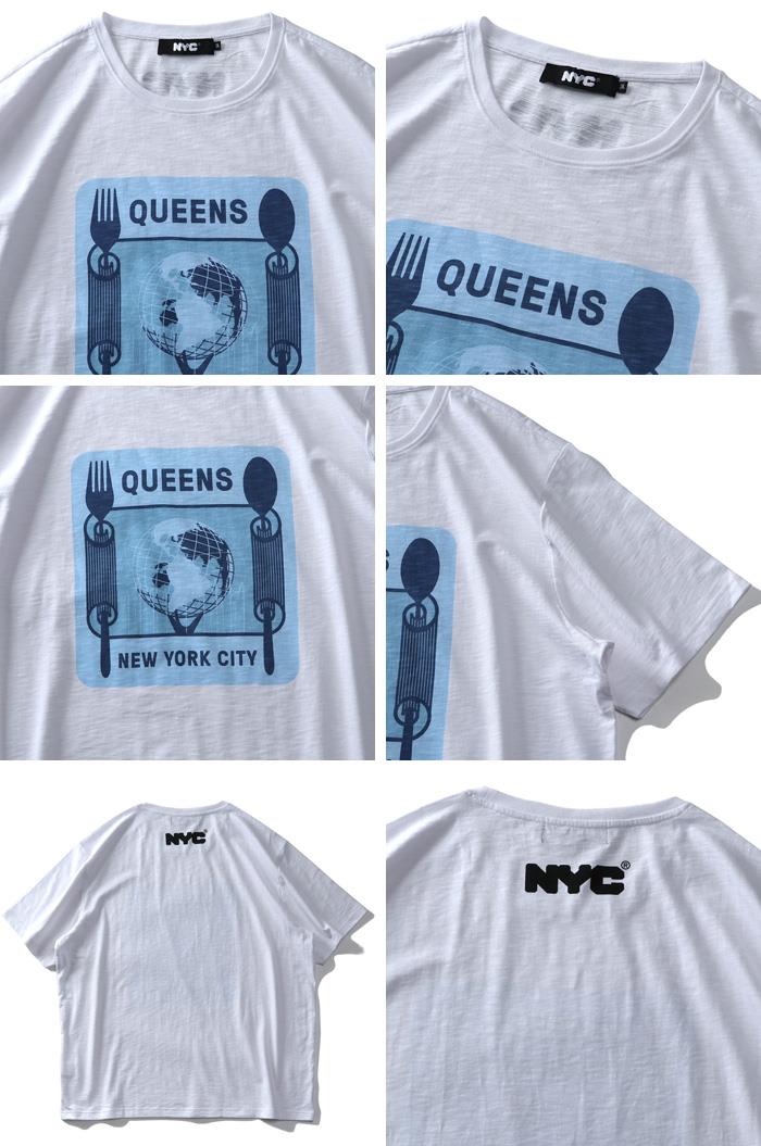 【WEB限定価格】大きいサイズ メンズ NYC スラブ プリント 半袖 Tシャツ QUEENS azt-2002105