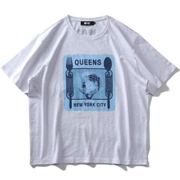 【WEB限定価格】大きいサイズ メンズ NYC スラブ プリント 半袖 Tシャツ QUEENS azt-2002105