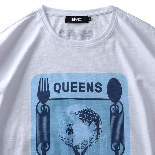 【WEB限定価格】大きいサイズ メンズ NYC スラブ プリント 半袖 Tシャツ QUEENS azt-2002105