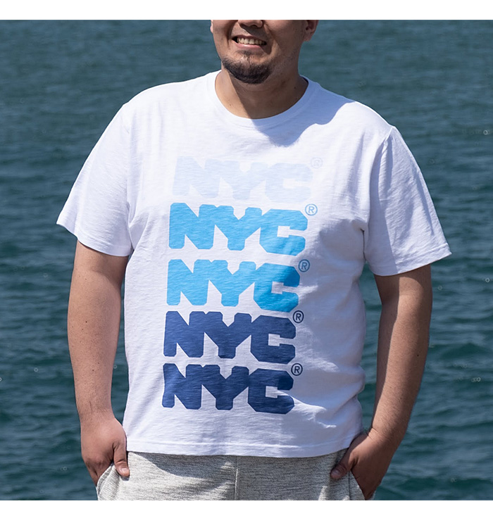 【WEB限定価格】大きいサイズ メンズ NYC スラブ プリント 半袖 Tシャツ azt-2002109