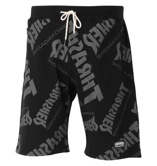 大きいサイズ メンズ THRASHER ロゴ 総柄 プリント ハーフパンツ ブラック 1274-0240-2 3L 4L 5L 6L 8L